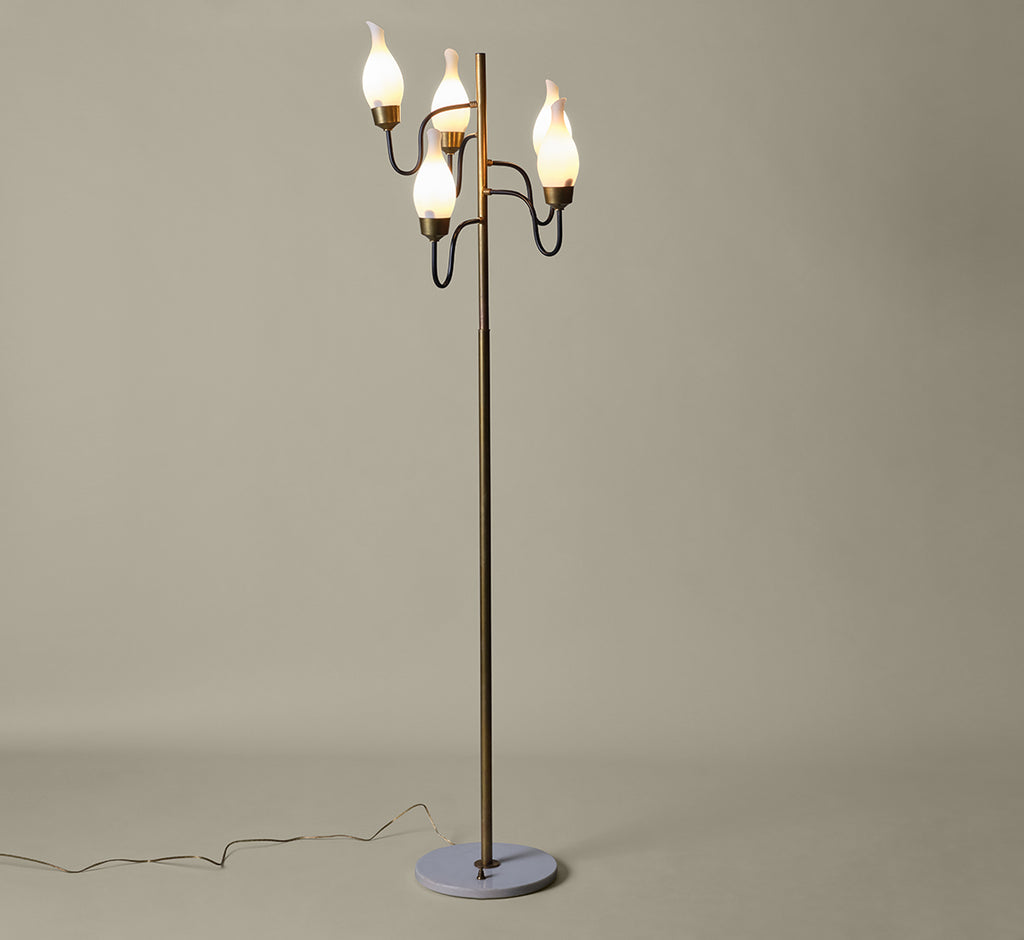 1950'S ITALIAN OPALINE GLASS FLOOR LAMP