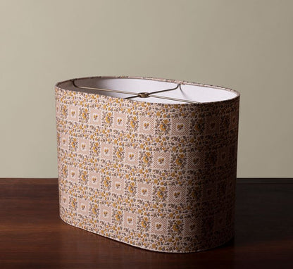 PIERCE & WARD OVAL LAMPSHADE IN ENGLISH SCRAPBOOK COTTON