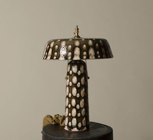 CASA ALFARERA POLKA LAMP IN CARAMEL BROWN WITH CREAM DOTS
