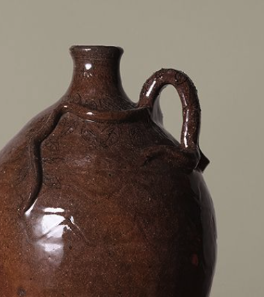 GLAZED EARTHENWARE FOLK ART SNAKE JUG