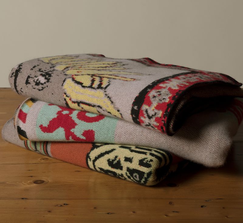 TIGER CARPET CASHMERE THROW BY SAVED NY