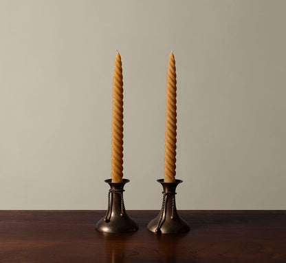 VINTAGE BRASS CANDLE HOLDERS WITH ROPES