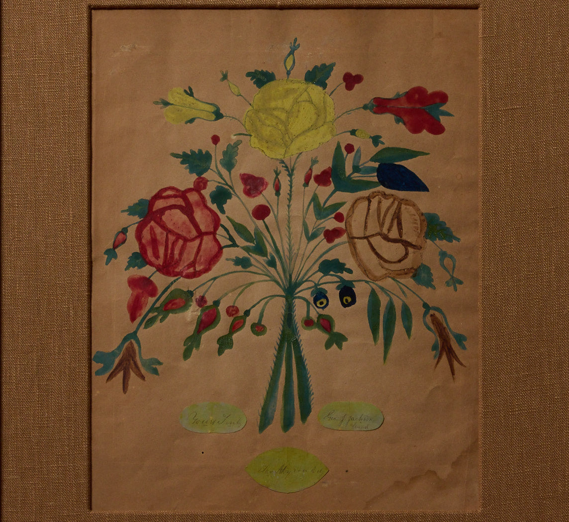 19TH CENTURY AMERICAN FOLK ART FLORAL STILL LIFE