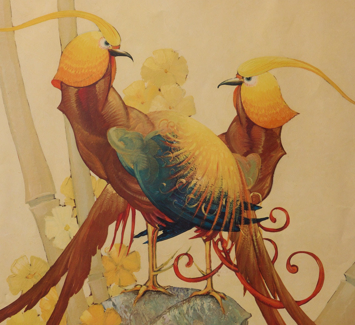 1940S HOLLYWOOD REGENCY PHEASANT LITHOGRAPH