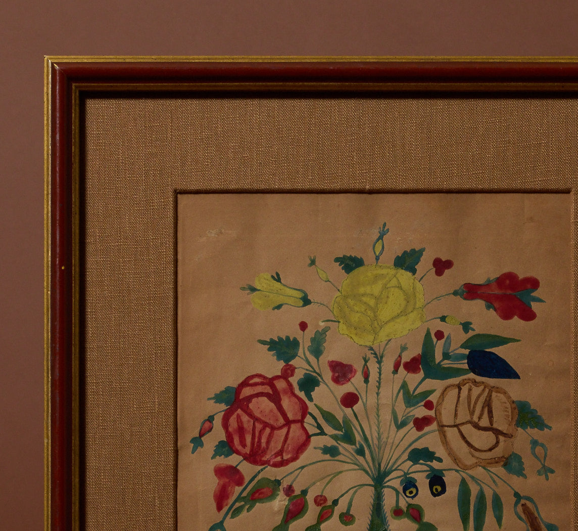 19TH CENTURY AMERICAN FOLK ART FLORAL STILL LIFE