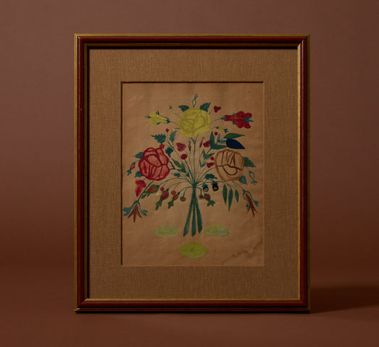 19TH CENTURY AMERICAN FOLK ART FLORAL STILL LIFE
