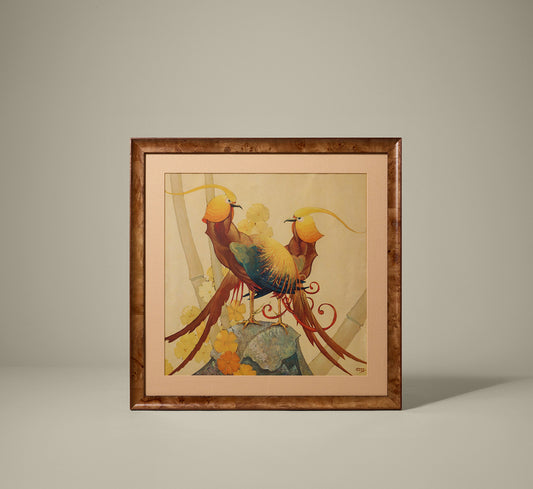 1940S HOLLYWOOD REGENCY PHEASANT LITHOGRAPH