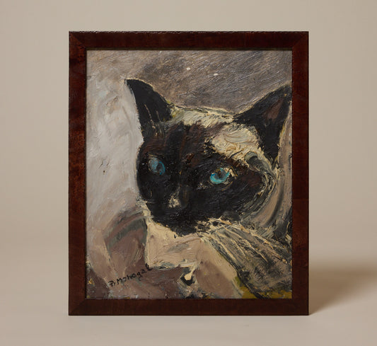 VINTAGE SPANISH PORTRAIT OF A SIAMESE CAT