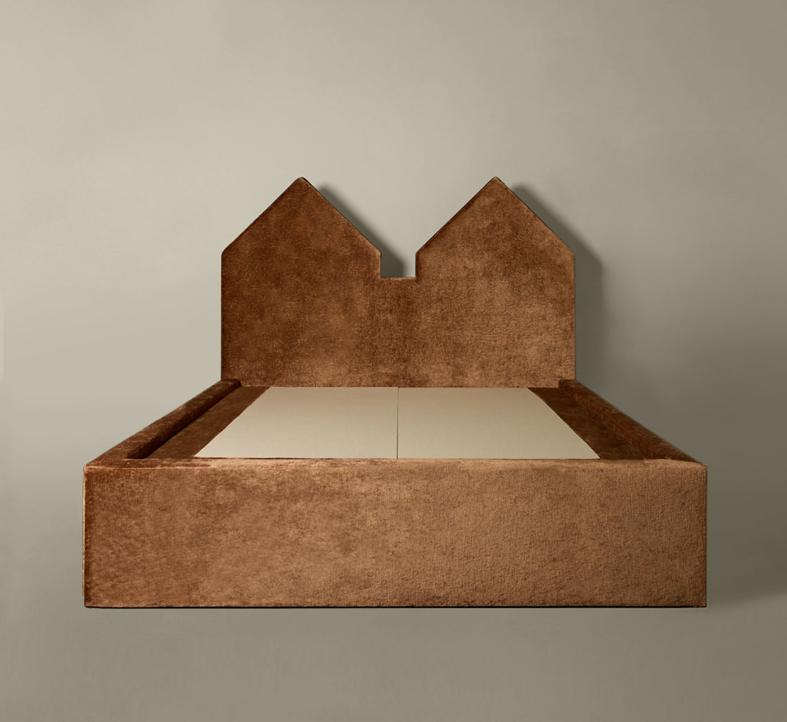 PIERCE & WARD GEMINI BED IN MOKUM COPPER VELVET