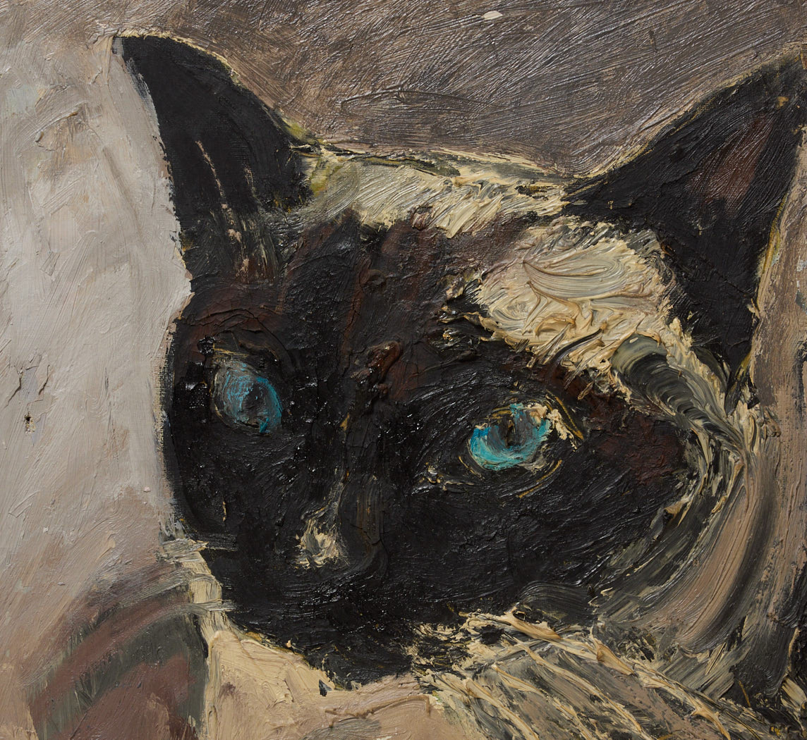 VINTAGE SPANISH PORTRAIT OF A SIAMESE CAT