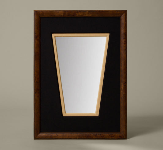 PIERCE & WARD CARPATHIAN PERSONAL MIRROR IN BLACK AND IVORY LINEN