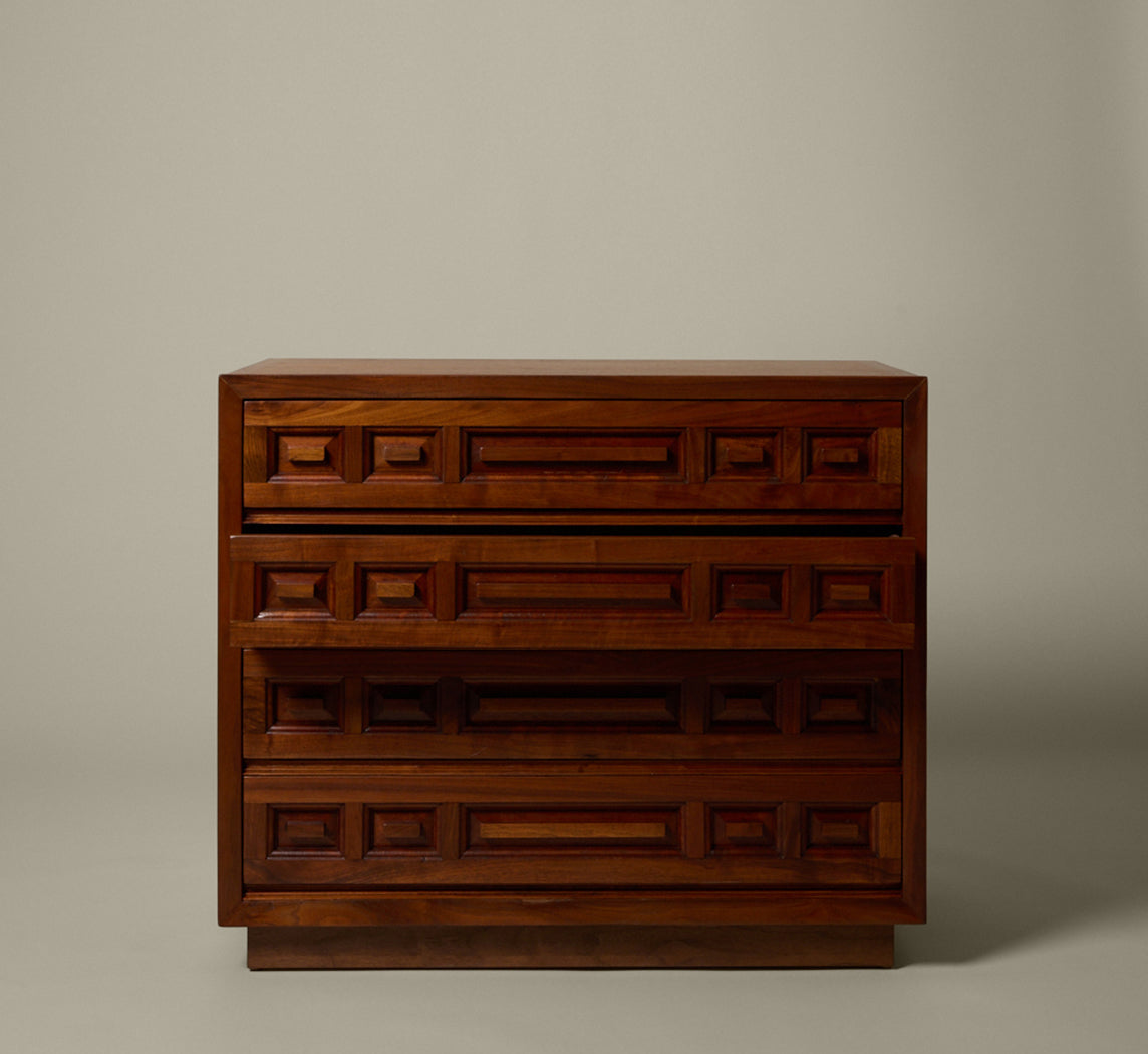 MIDCENTURY BRUTALIST WALNUT CHEST