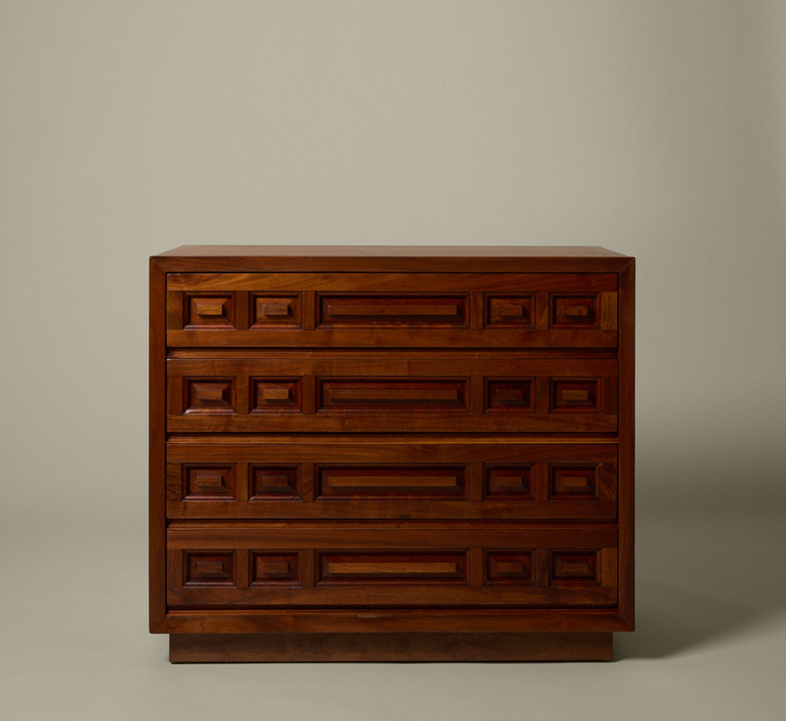 MIDCENTURY BRUTALIST WALNUT CHEST