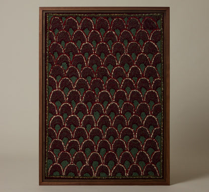 FRAMED EARLY 20TH CENTURY AMERICAN GEOMETRIC HOOKED RUG II