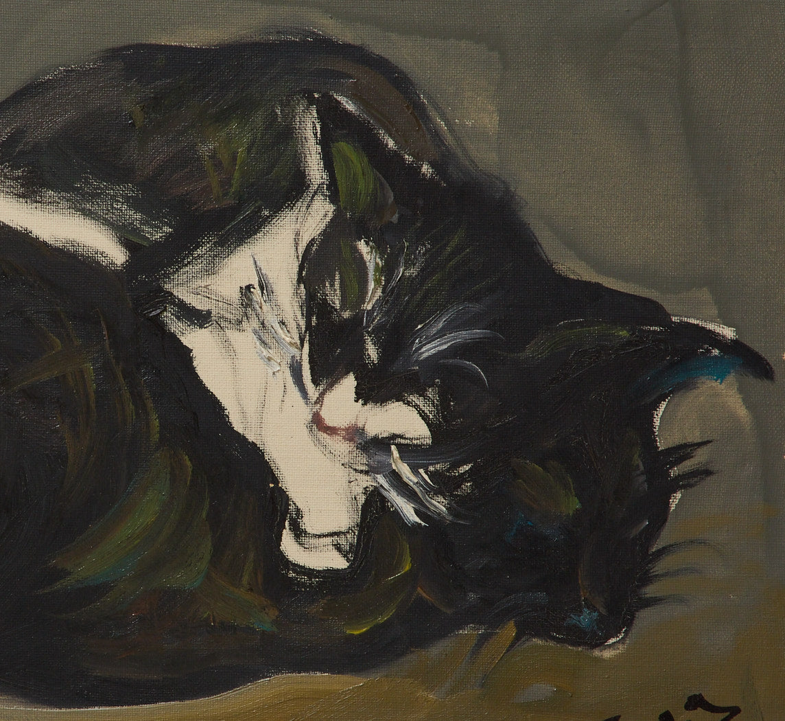 VINTAGE EXPRESSIONIST PORTRAIT OF CATNAP COMPANIONS