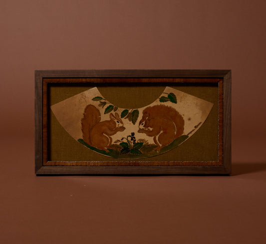 C. 1902 FRENCH SQUIRREL PAINTED LAMPSHADE