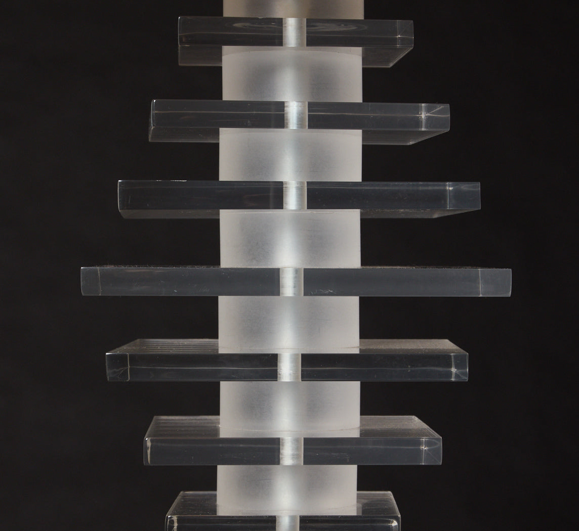 PAIR OF VINTAGE STACKED LUCITE TABLE LAMPS IN THE STYLE OF KARL SPRINGER