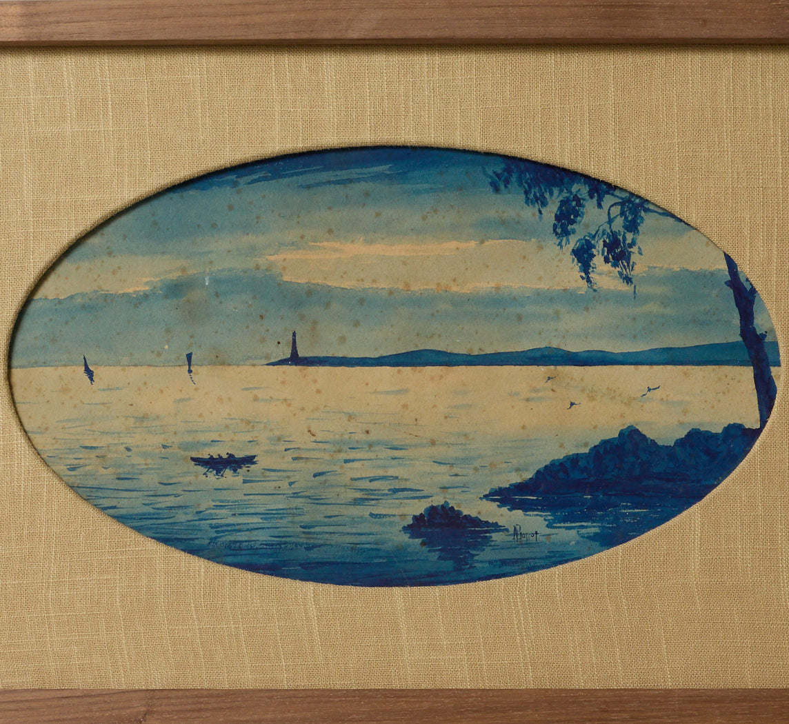 FRENCH SCHOOL INK SEASCAPE