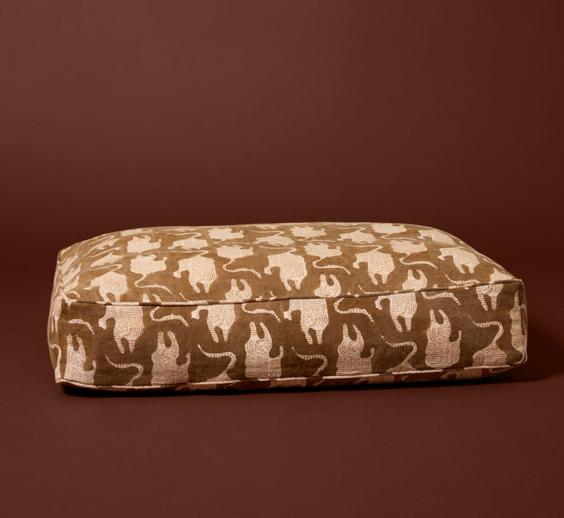 PIERCE & WARD DOG BED IN TIGER BLOCK PRINT (MULTIPLE SIZES)