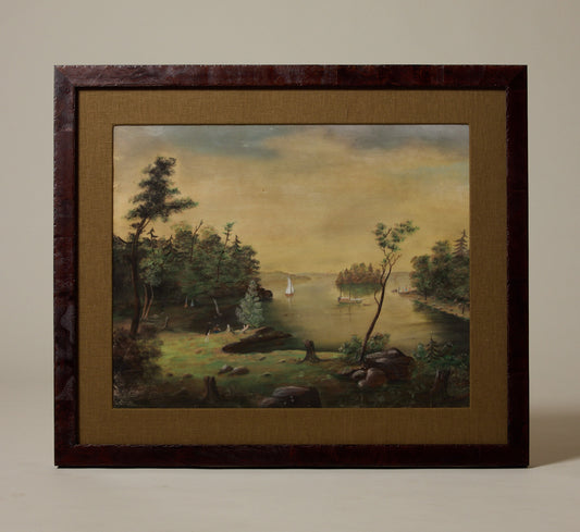 PASTEL HUDSON RIVER LANDSCAPE, C. 1870