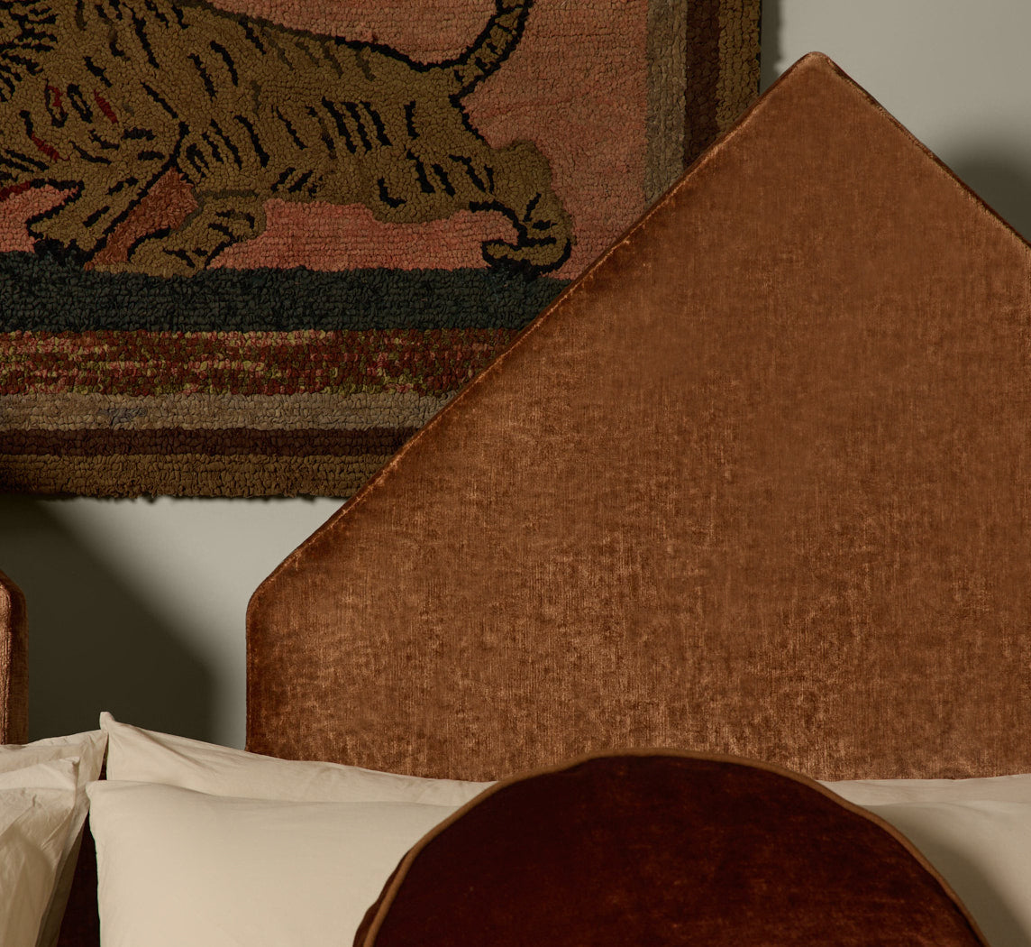 PIERCE & WARD GEMINI BED IN MOKUM COPPER VELVET