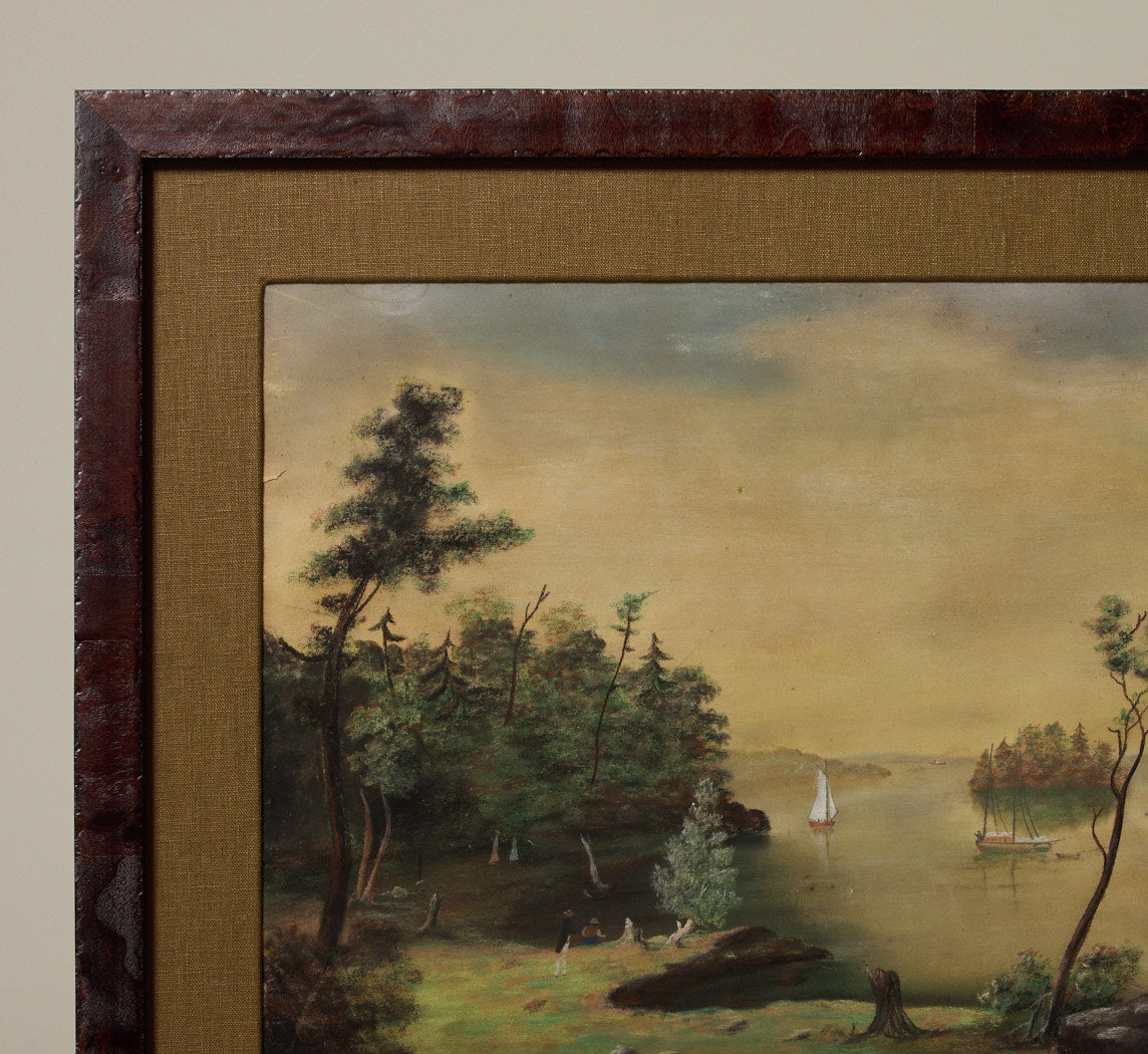 PASTEL HUDSON RIVER LANDSCAPE, C. 1870