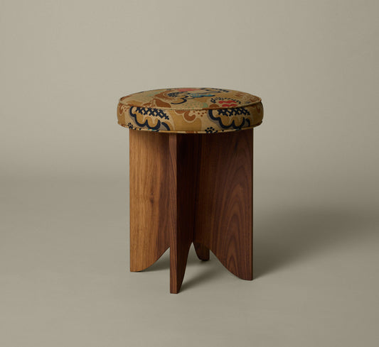 PIERCE & WARD LLOYD SIDE STOOL IN WALNUT AND CLOUDS