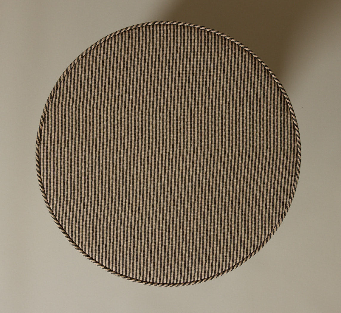 PIERCE & WARD DRUM SIDE TABLE IN ESSEX STRIPE WITH TASSEL