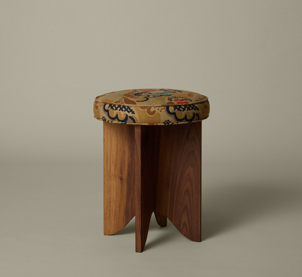 PIERCE & WARD LLOYD SIDE STOOL IN WALNUT AND CLOUDS