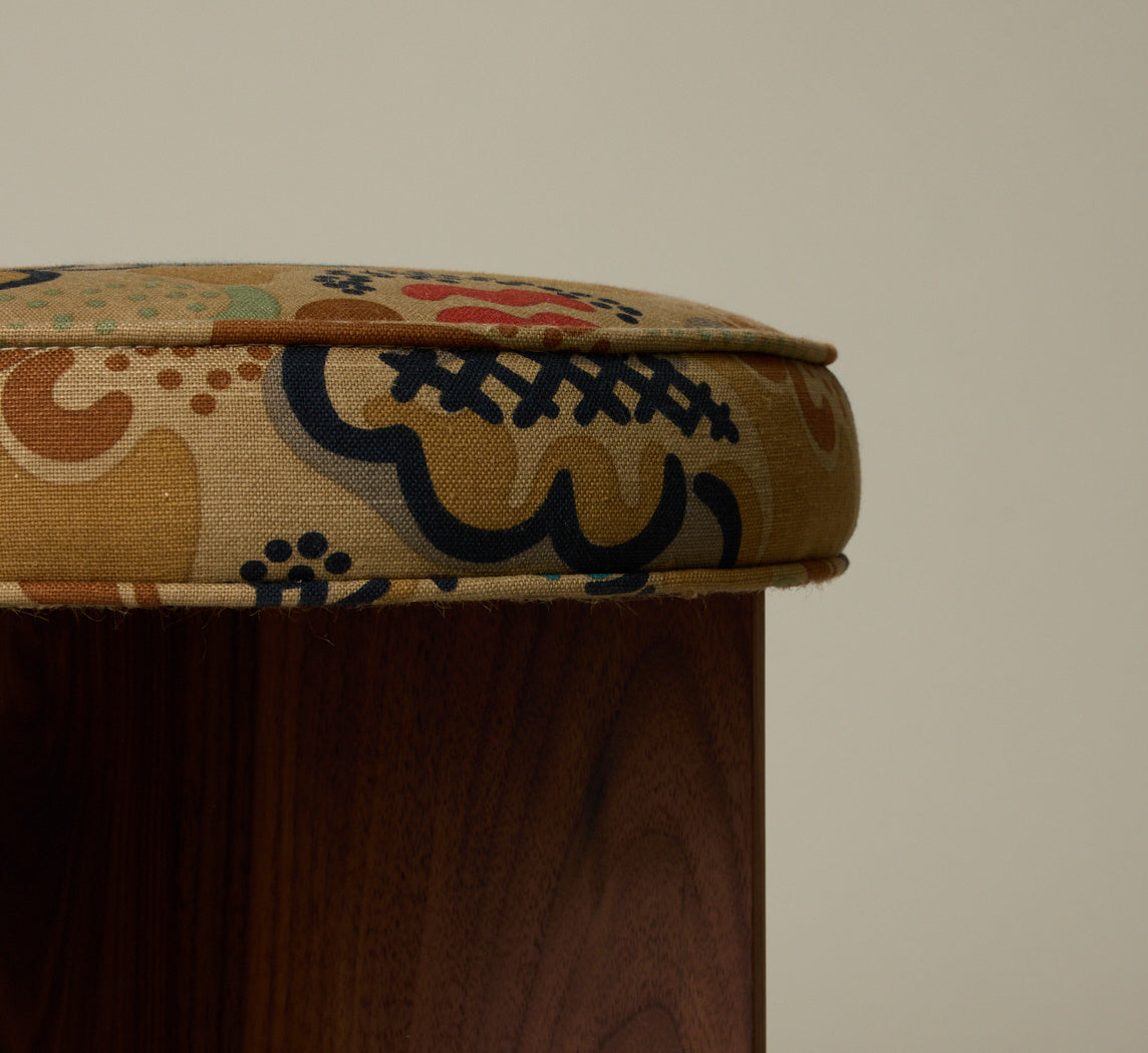 PIERCE & WARD LLOYD SIDE STOOL IN WALNUT AND CLOUDS