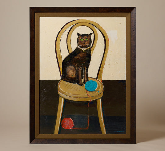 VINTAGE AMERICAN FOLK ART CAT PORTRAIT