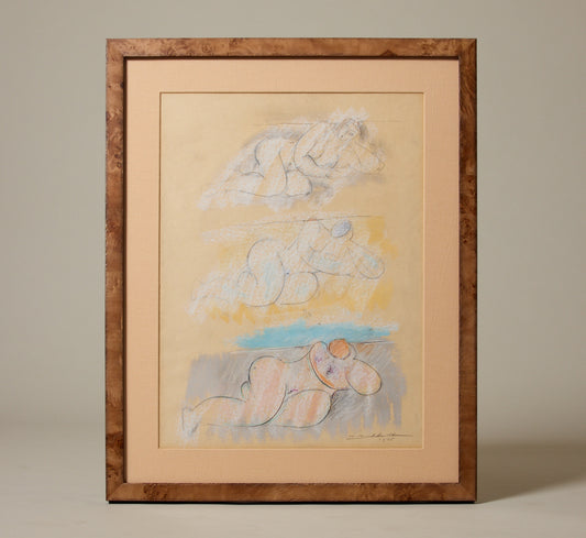 1970S "NUDE STORY" PASTEL STUDY BY HANS BURKHARDT (1904-1994)