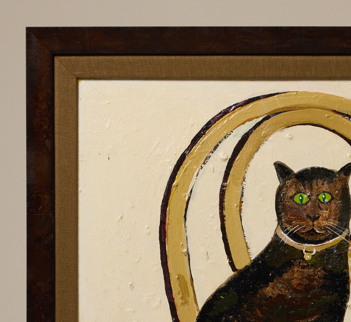 VINTAGE AMERICAN FOLK ART CAT PORTRAIT