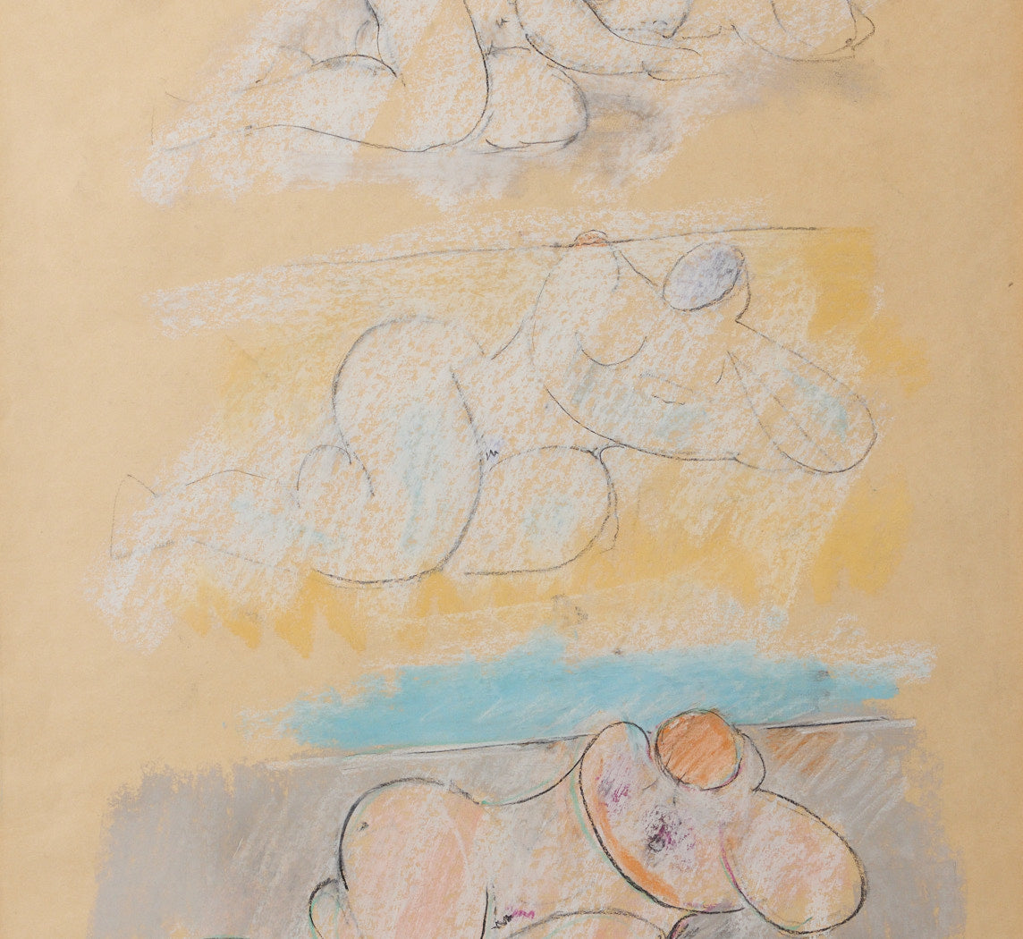 1970S "NUDE STORY" PASTEL STUDY BY HANS BURKHARDT (1904-1994)