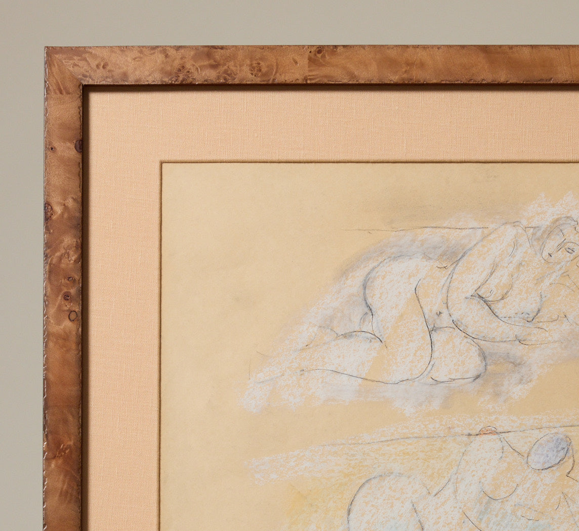 1970S "NUDE STORY" PASTEL STUDY BY HANS BURKHARDT (1904-1994)