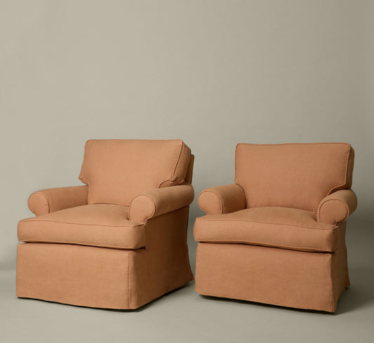 VINTAGE SWIVEL LOUNGE CHAIR IN PIERCE & WARD CLAY LINEN