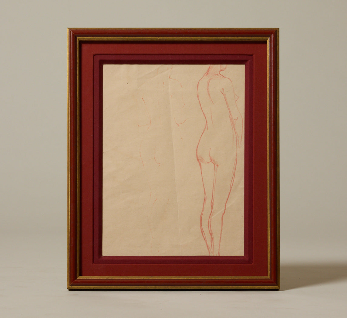 MIDCENTURY NUDE PENCIL DRAWING