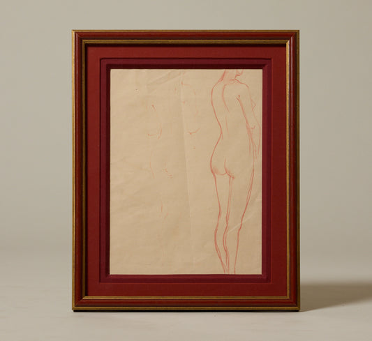 MIDCENTURY NUDE PENCIL DRAWING