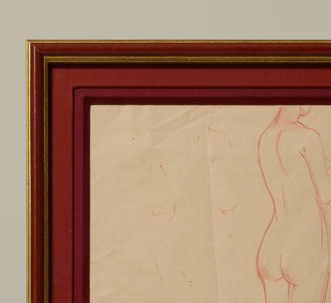 MIDCENTURY NUDE PENCIL DRAWING