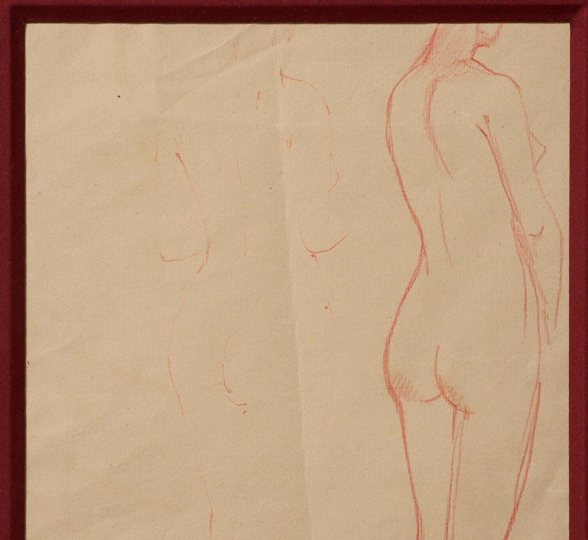 MIDCENTURY NUDE PENCIL DRAWING