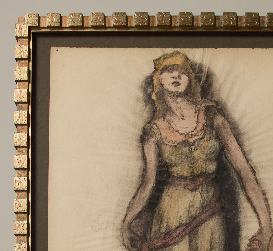 1920S AMERICAN FIGURE IN CHARCOAL, SIGNED