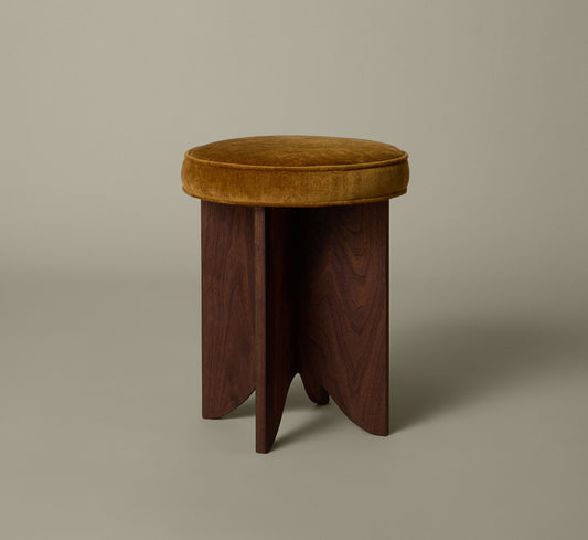 PIERCE & WARD LLOYD SIDE STOOL IN WALNUT AND HONEY CHENILLE