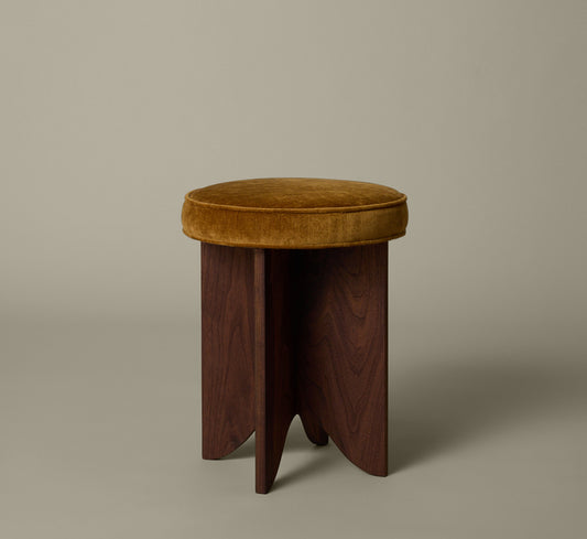 PIERCE & WARD LLOYD SIDE STOOL IN WALNUT AND HONEY CHENILLE