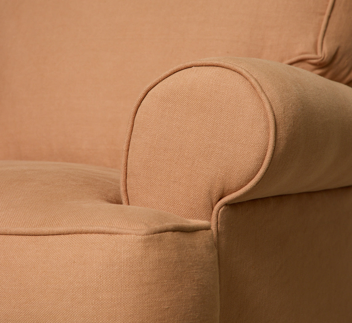VINTAGE SWIVEL LOUNGE CHAIR IN PIERCE & WARD CLAY LINEN