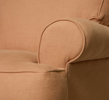 VINTAGE SWIVEL LOUNGE CHAIR IN PIERCE & WARD CLAY LINEN