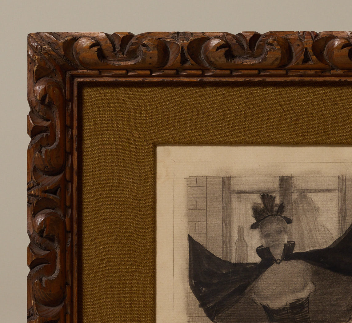 INK & GRAPHITE DRAWING OF A PARISIAN DANCER BY ARMAND RASSENFOSSE (1862-1934) C.1890