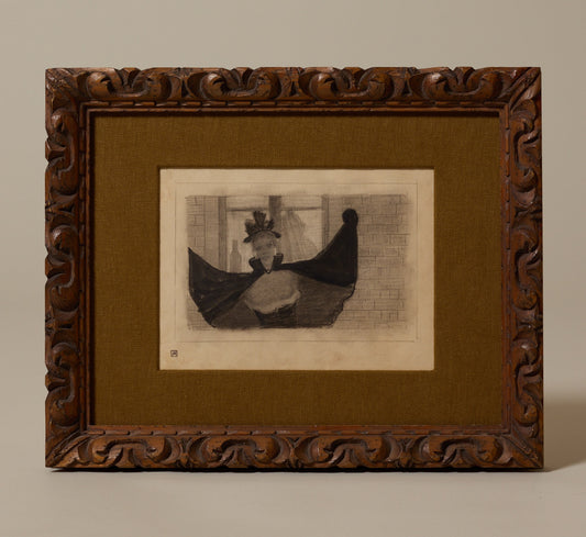 INK & GRAPHITE DRAWING OF A PARISIAN DANCER BY ARMAND RASSENFOSSE (1862-1934) C.1890