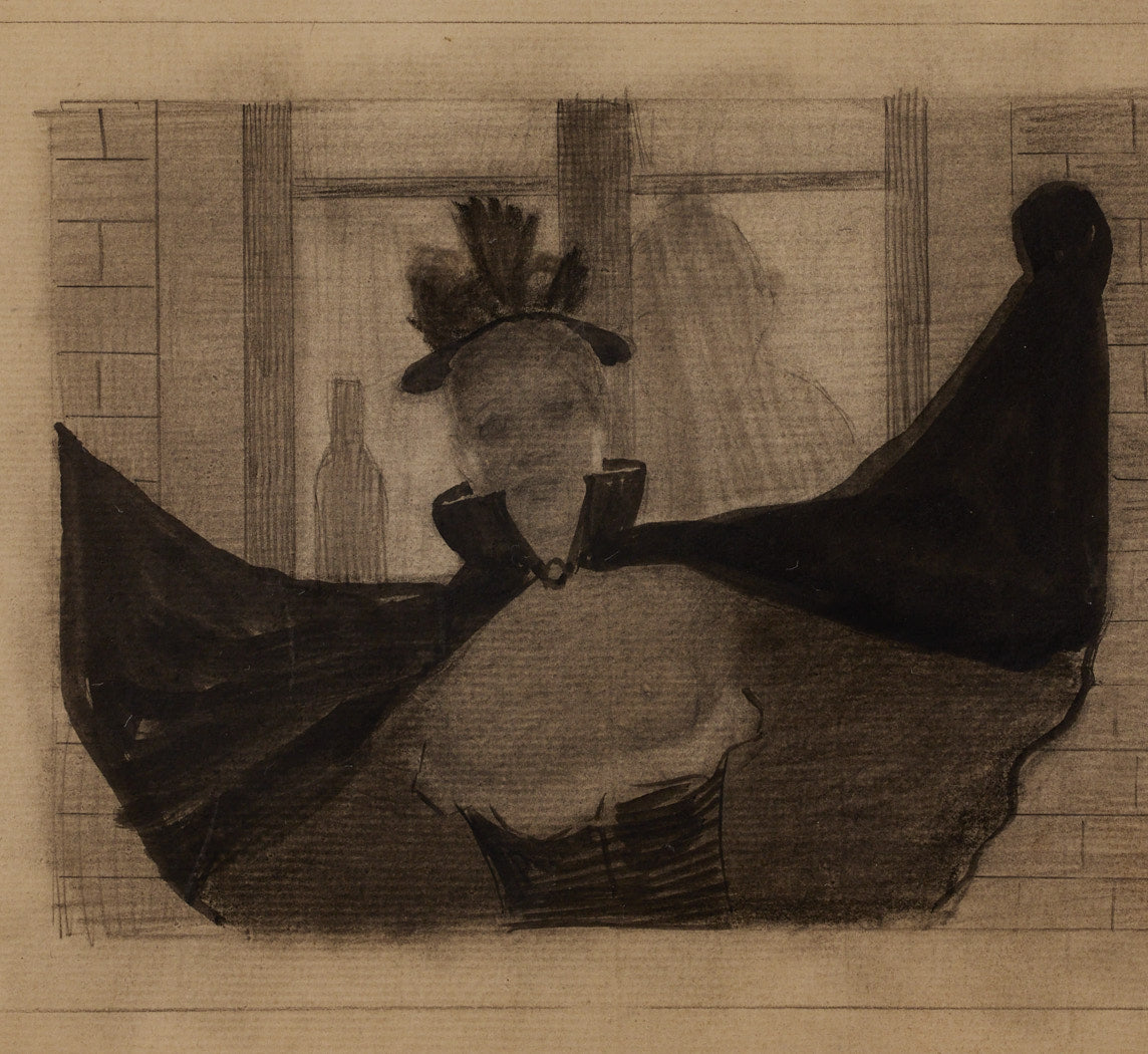 INK & GRAPHITE DRAWING OF A PARISIAN DANCER BY ARMAND RASSENFOSSE (1862-1934) C.1890