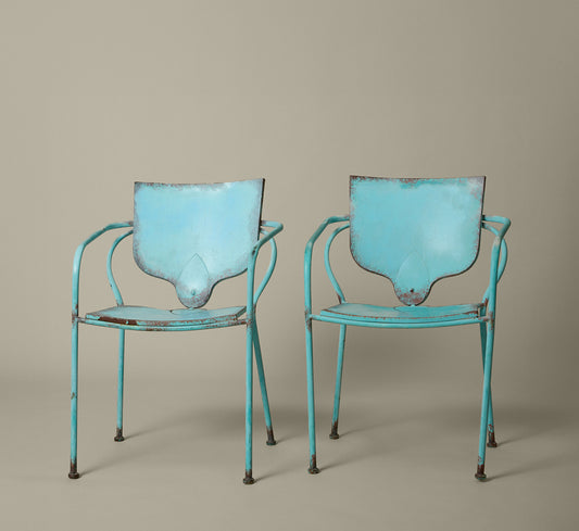 PAIR OF 1960S STEEL PAINTED GARDEN CHAIRS