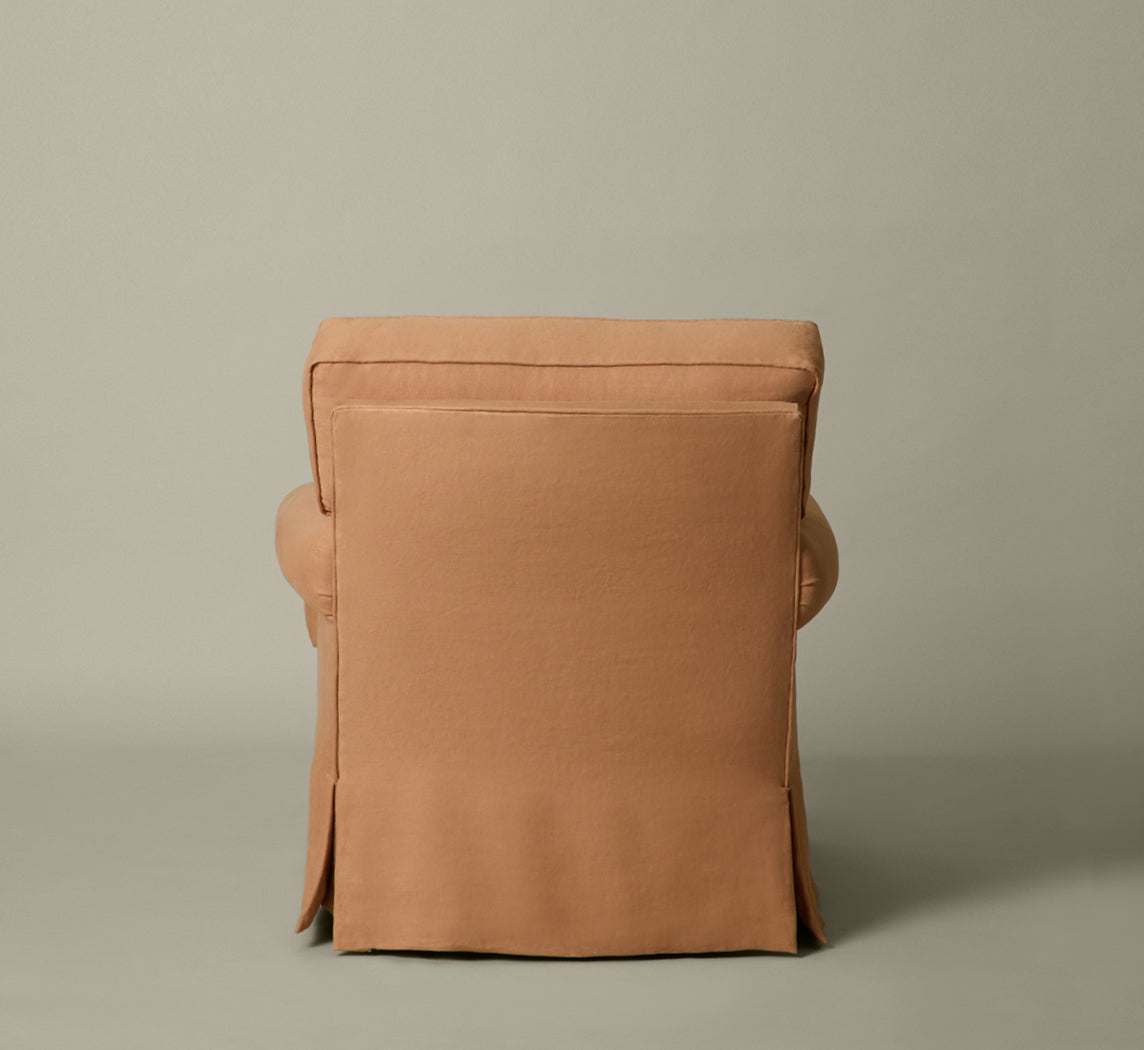 VINTAGE SWIVEL LOUNGE CHAIR IN PIERCE & WARD CLAY LINEN